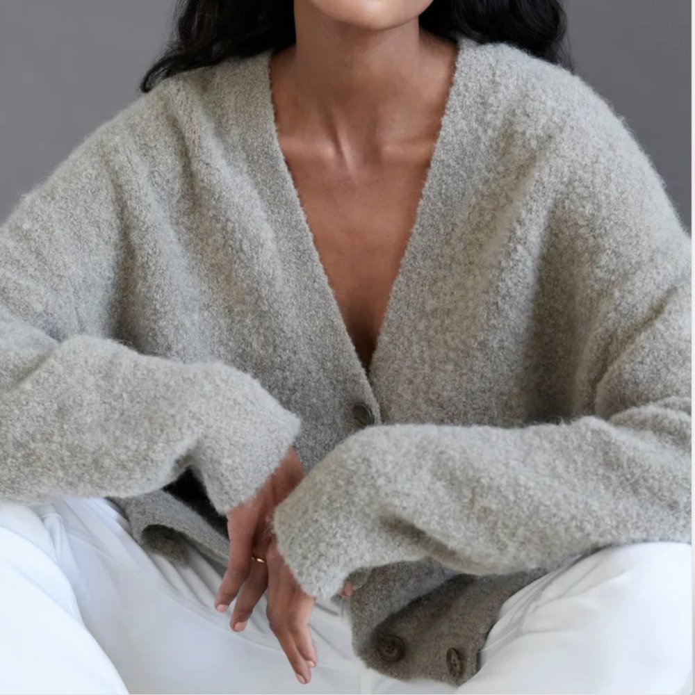 Jenni Kayne Boucle Cocoon Cardigan in Taupe